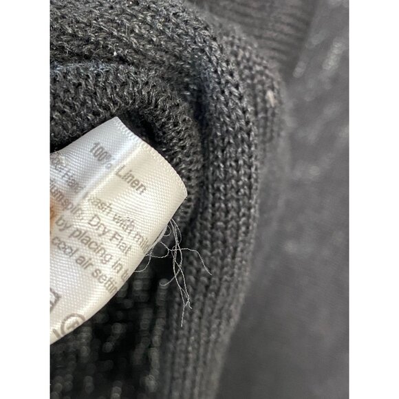 Eskandar Black Knit 100% Linen Knit Sweater One Size Medium Lagenlook Minimalist - Picture 4 of 16